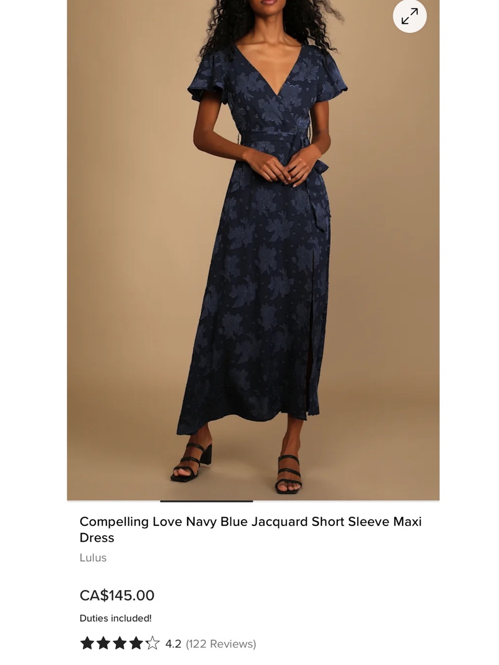 Lulu's Navy Blue Jacquard Wrap Maxi Dress